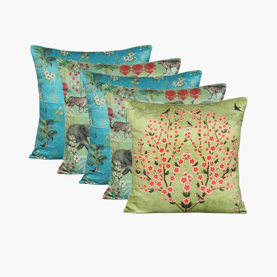 INDIA CIRCUS Bougainvillea Delights Cushion Cover - Set of 5 - 40.64 x 40.64 cm