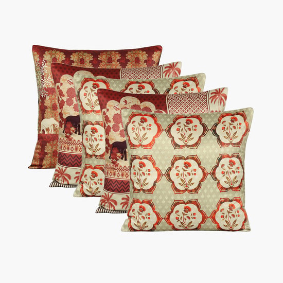 INDIA CIRCUS Printed Cushion Cover - Set of 5 - 40.64 x 40.64 cm