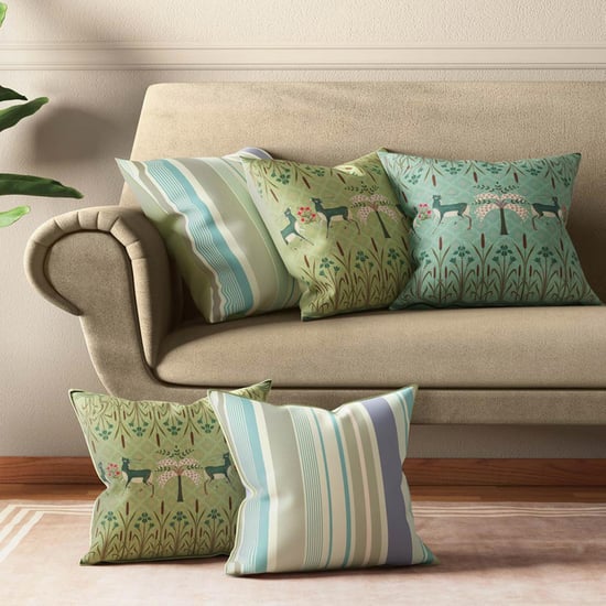 INDIA CIRCUS Geometrical Deer Cushion Cover - Set of 5 - 40.64 cm x 40.64 cm