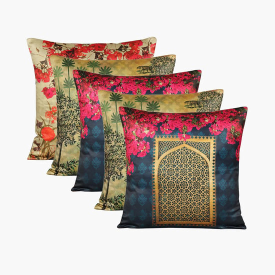 INDIA CIRCUS Printed Cushion Cover - Set of 5 - 40.64 x 40.64 cm