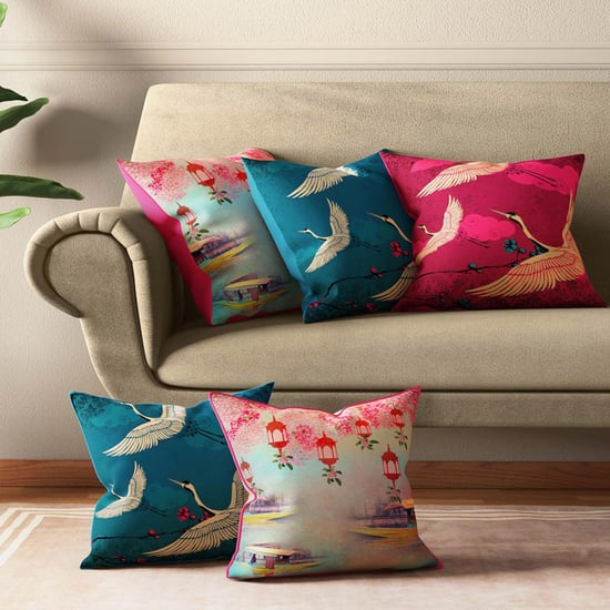 INDIA CIRCUS Printed Cushion Cover - Set of 5 - 40.64 x 40.64 cm