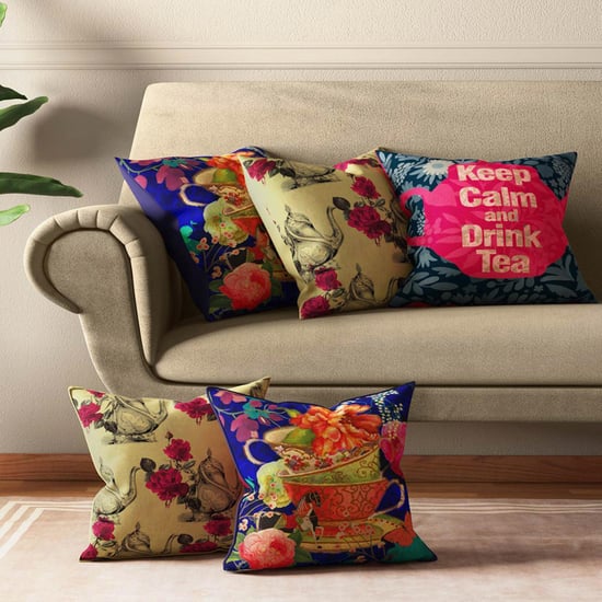 INDIA CIRCUS Printed Cushion Cover - Set of 5 - 40.64 x 40.64 cm