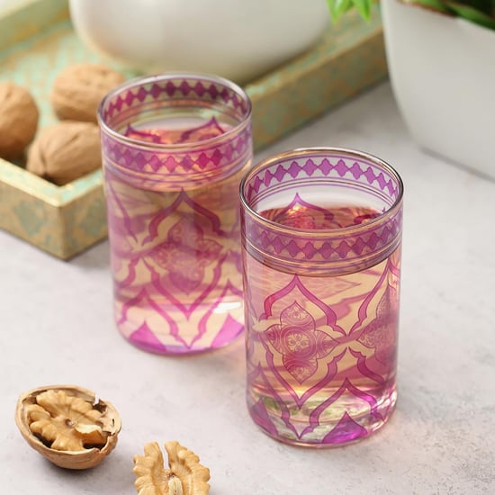INDIA CIRCUS Printed The Morning Glory Small Glass Tumbler- 2 Pcs