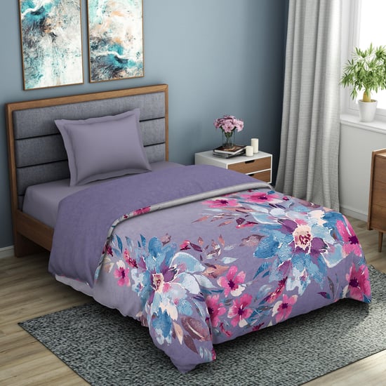 SPACES Organic Cotton Floral Printed Single Bed Quilt - 150 x 218 cm