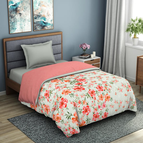 SPACES Organic Cotton Floral Printed Single Bed Quilt - 150 x 218 cm