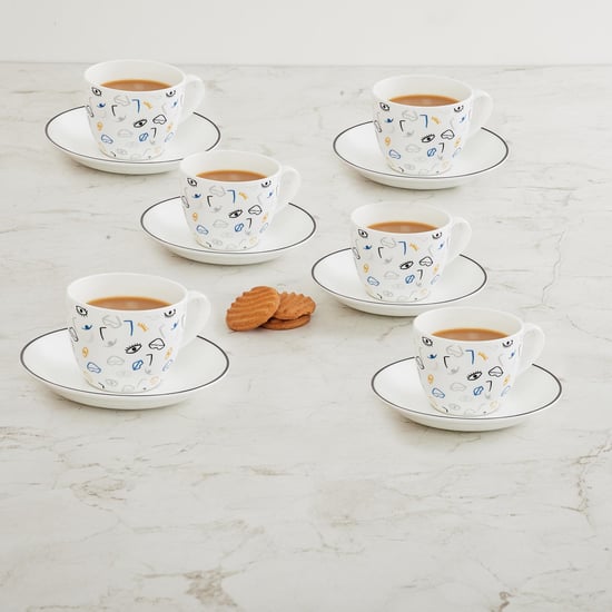 Mandarin Urban Printed Cup And Saucer - Set Of 6