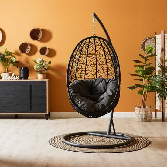 Aris Metal Hanging Swing with Stand - Black