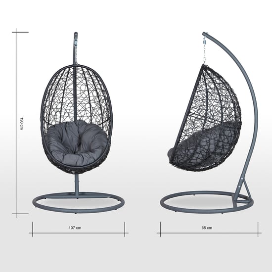 Aris Metal Hanging Swing with Stand - Black