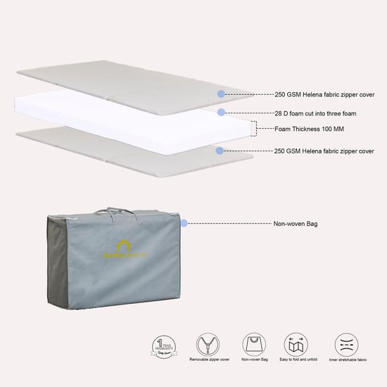 Helios Filpzee Grey 4 Inch Foldable Mattress - 90 x 180 x 10 cm