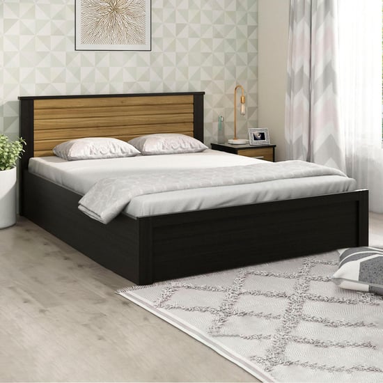 Helios Rhine Lyon Queen Bed with Hydraulic Storage - Black