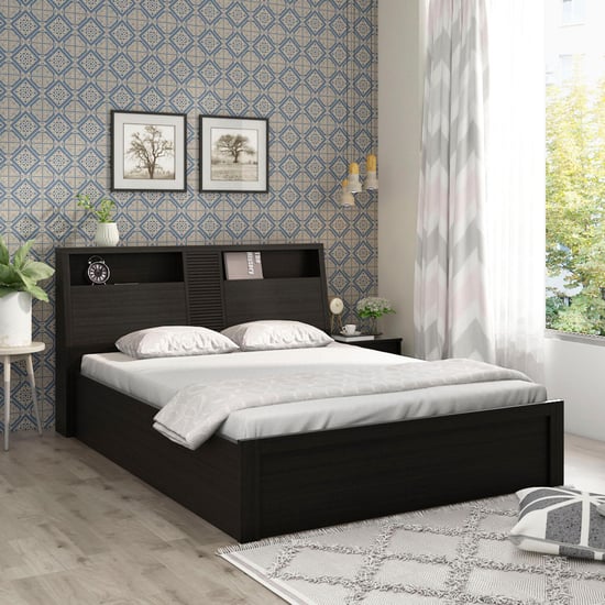 Helios Rhine Nancy Queen Bed with Hydraulic Storage - Black