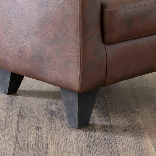 Seaford Faux Leather 1-Seater Sofa Chair with Ottoman - Brown