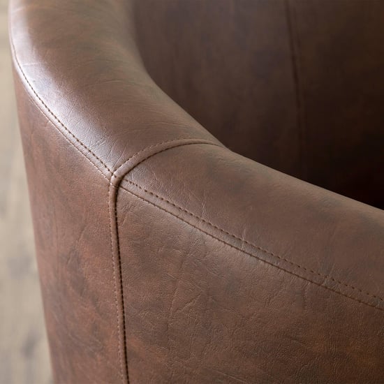 Seaford Faux Leather 1-Seater Sofa Chair with Ottoman - Brown