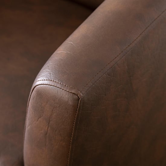 Seaford Faux Leather 1-Seater Sofa Chair with Ottoman - Brown