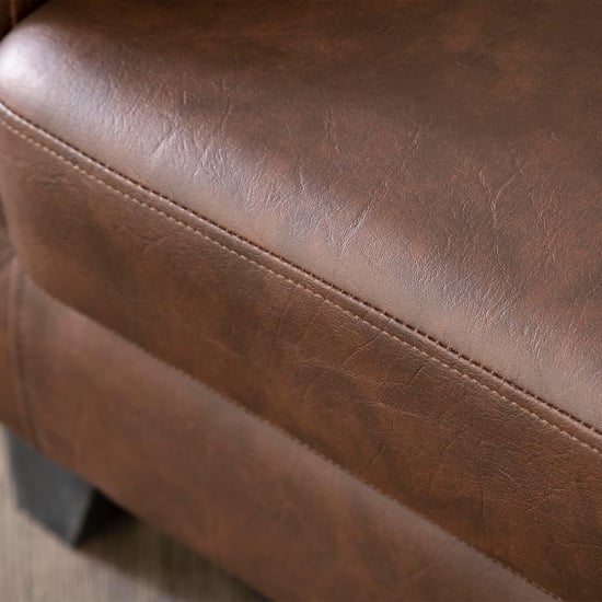 Seaford Faux Leather 1-Seater Sofa Chair with Ottoman - Brown