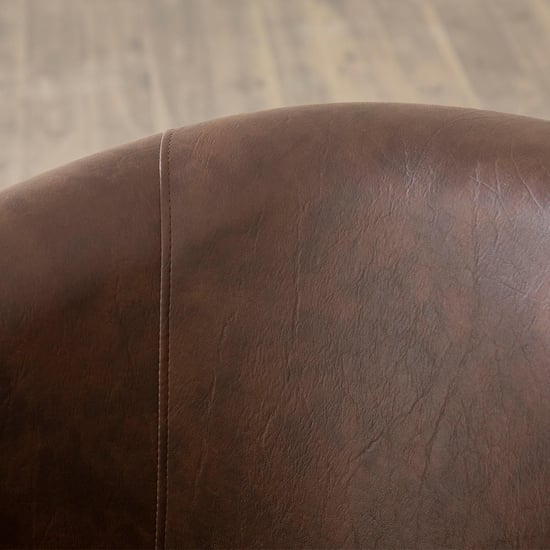 Seaford Faux Leather 1-Seater Sofa Chair with Ottoman - Brown