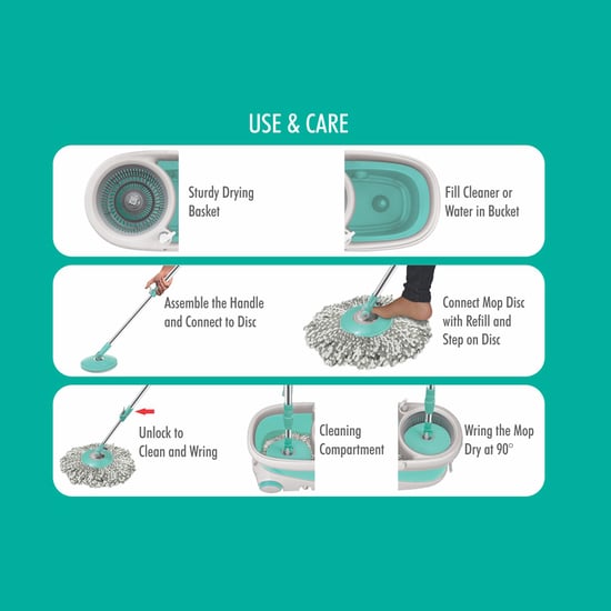 SPOTZERO BY MILTON Blue Polypropylene Wave Spin Mop- 27.5x27 Cm