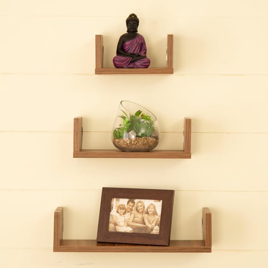 Helios Truro Set of 3 Wall Shelves - Brown