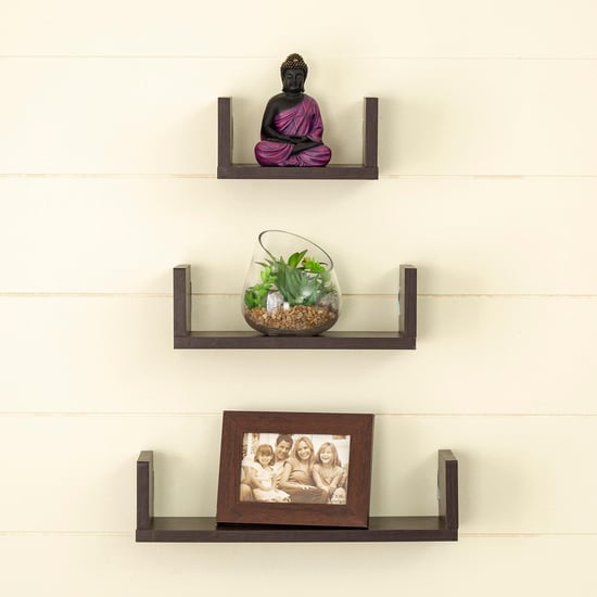 Helios Truro Set of 3 Wall Shelves - Brown