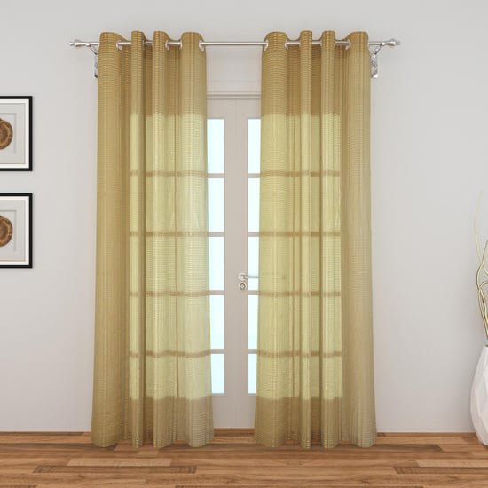 Corsica Vegas Reno Yellow Textured Net Sheer Door Curtains - Set of 2 - 110x225cm