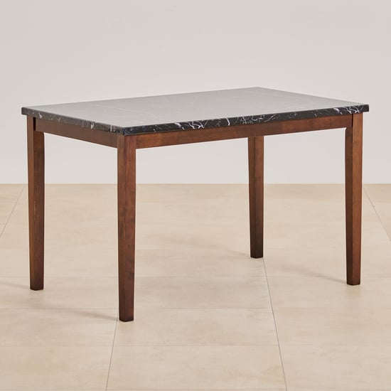 Jasper Faux Marble Top 4-Seater Dining Table - Black and Brown