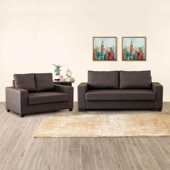 Helios Mendoza Fabric 3+2 Seater Sofa Set - Brown