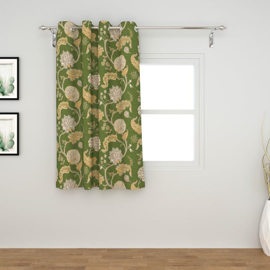 Healthy Living- Green Floral Printed Blackout Window Curtain