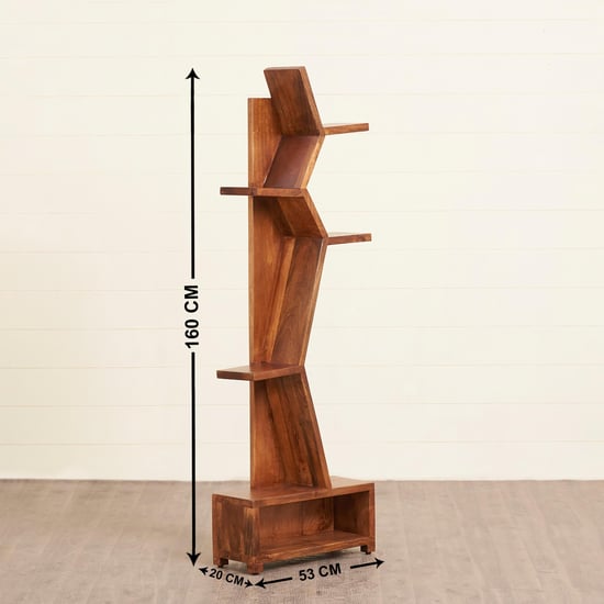 Helios Arne 5-Tier Mango Wood Book Shelf - Brown