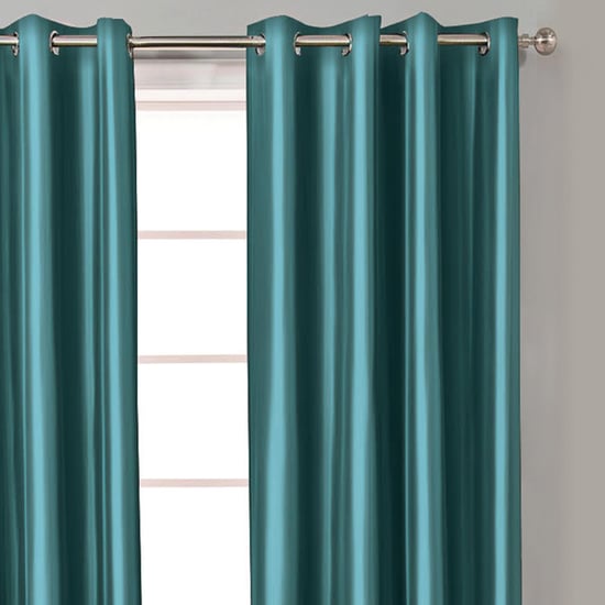 Corsica Teal Solid Micro Satin Curtain  - Set of 2