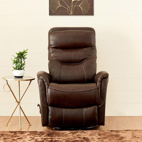 Sydney Half Leather 1-Seater Swivel Recliner - Brown