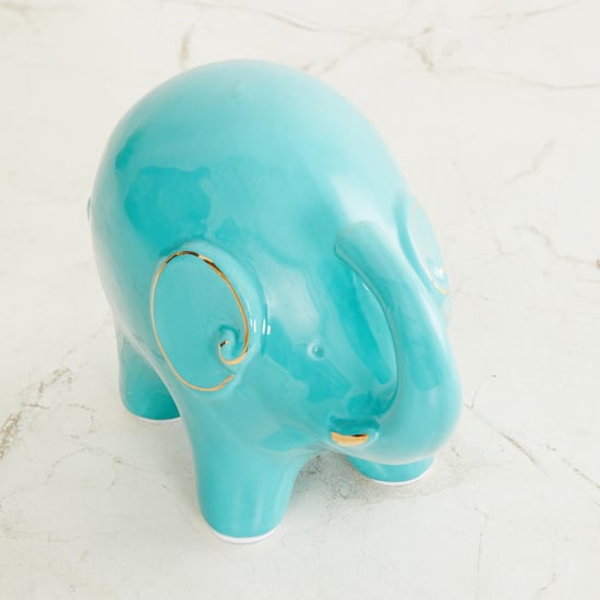 Silchar Teal Textured Ceramic Small Elephant Figurine