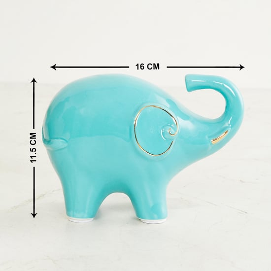 Silchar Teal Textured Ceramic Small Elephant Figurine