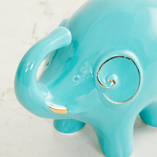 Silchar Teal Textured Ceramic Small Elephant Figurine