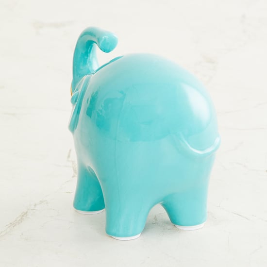 Silchar Teal Textured Ceramic Small Elephant Figurine