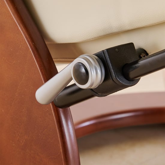 Silas Vanilla Faux Leather 1-Seater Revolving Recliner with Footstool - Off-White