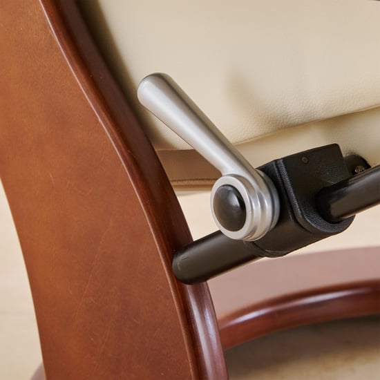 Silas Vanilla Faux Leather 1-Seater Revolving Recliner with Footstool - Off-White