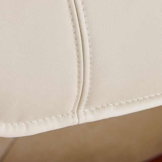 Silas Vanilla Faux Leather 1-Seater Revolving Recliner with Footstool - Off-White