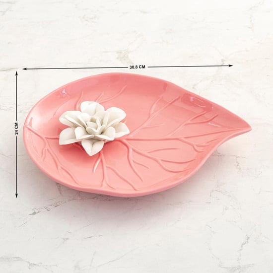 Moksha Pink Textured Ceramic Decorative Platter