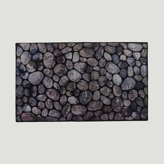Cadence Gravel Rubber Doormat - 75x45cm | Grey | Front - Polyester