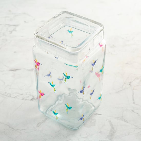Hope-Orson Transparent Glass Storage Container Set With Decal - 3Pcs