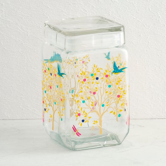 Hope-Orson Transparent Glass Storage Container Set With Decal - 3Pcs