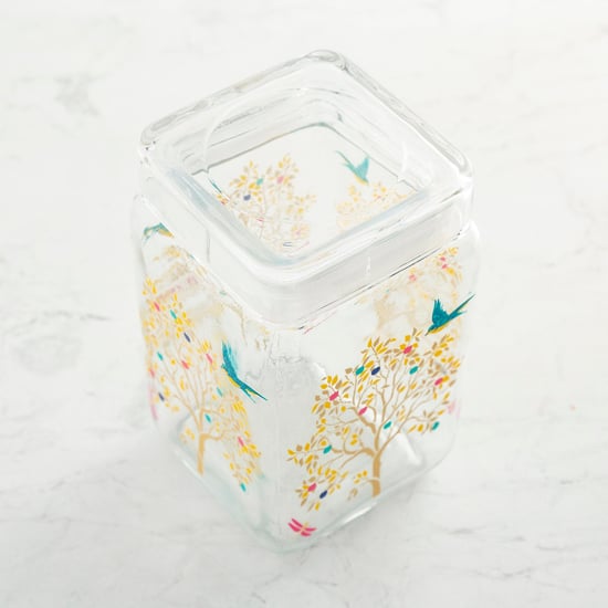 Hope-Orson Transparent Glass Storage Container Set With Decal - 3Pcs