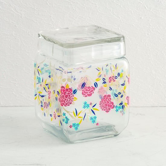 Hope-Orson Transparent Glass Storage Container Set With Decal - 3Pcs