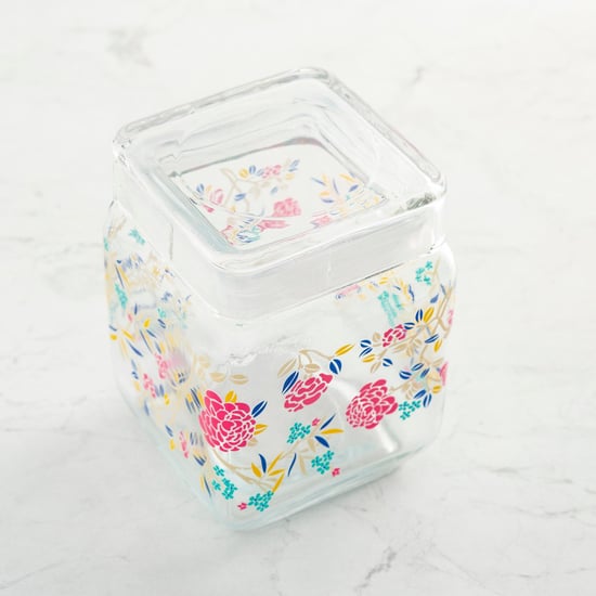 Hope-Orson Transparent Glass Storage Container Set With Decal - 3Pcs