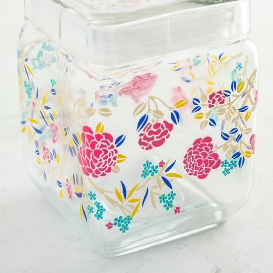 Hope-Orson Transparent Glass Storage Container Set With Decal - 3Pcs