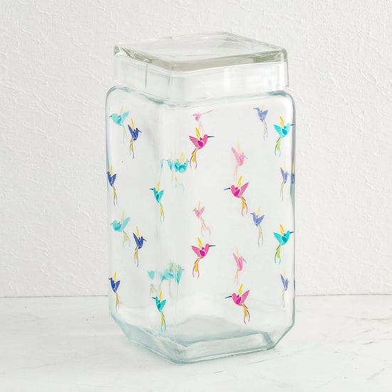 Hope-Orson Transparent Glass Storage Container Set With Decal - 3Pcs