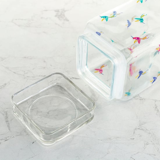 Hope-Orson Transparent Glass Storage Container Set With Decal - 3Pcs