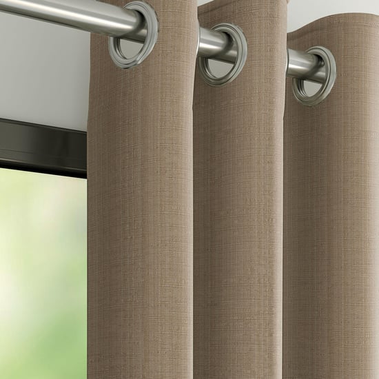 D'DECOR Strea Damask- Brown Jacquard Woven Blackout Door Curtain