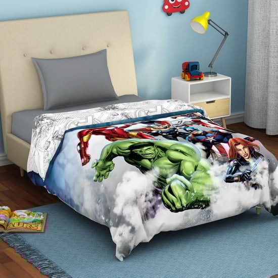 SPACES Marvel Avengers -  Multicolour Printed Cotton Single Bed Quilt