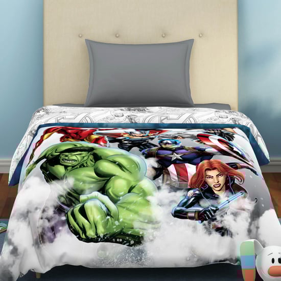 SPACES Marvel Avengers -  Multicolour Printed Cotton Single Bed Quilt